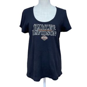 HARLEY-DAVIDSON Black Women’s Short Sleeve Graphic Tee Shirt Size XL